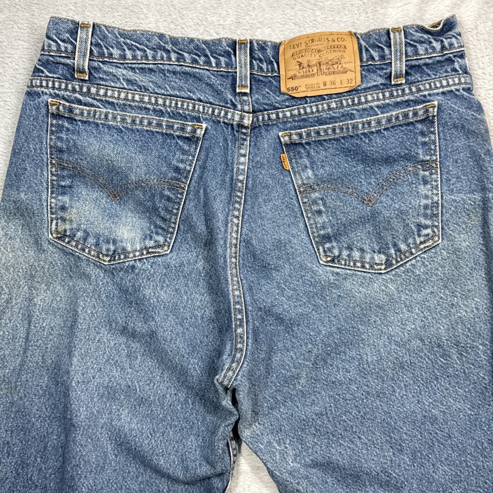 Vintage Levi's 550 Jeans Mens 36x32 (Fits 35X31) Distressed Stain Orange Tab 90s - Picture 13 of 15